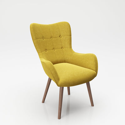 PLAYBOY - Sessel "BRIDGET" gepolsterter Lehnensessel, Samtstoff in Gelb mit Massivholzfüssen, Retro-Design,Sessel & Sitzhocker - playboy