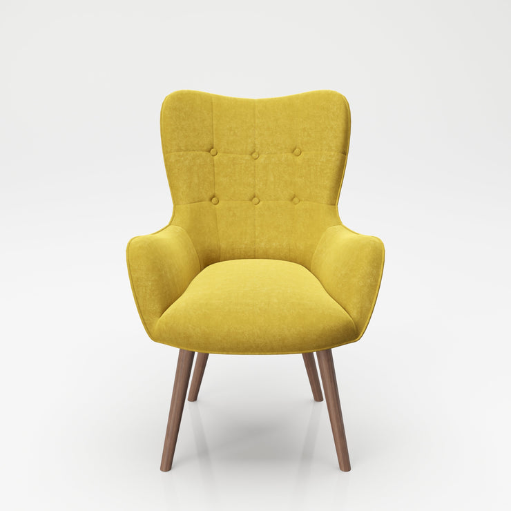 PLAYBOY - Sessel "BRIDGET" gepolsterter Lehnensessel, Samtstoff in Gelb mit Massivholzfüssen, Retro-Design,Sessel & Sitzhocker - playboy