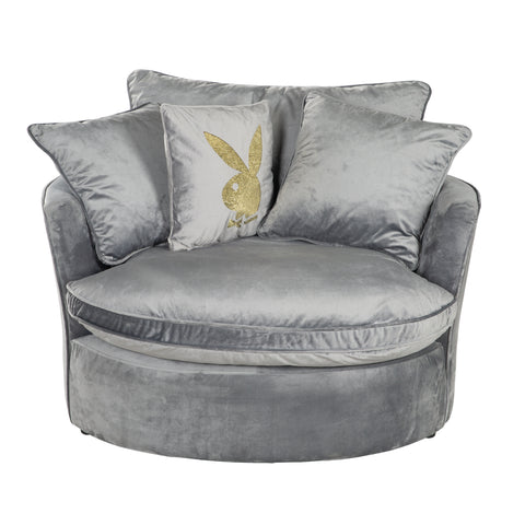 einrichten-24 Couch, in - – Sofa, Loveseat Grau, PLAYBOY Samt gepolstert, Retro-Design