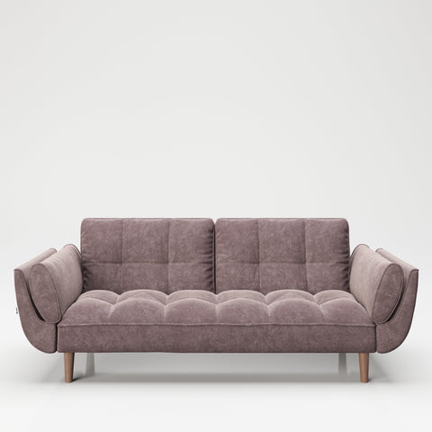 PLAYBOY - Sofa "SCARLETT" gepolsterte Couch mit Bettfunktion, Samtstoff in Rosa mit Massivholzfüsse, Retro-Design,Sofas & Ottomane - playboy