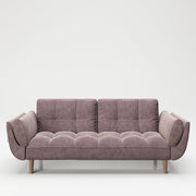 PLAYBOY - Sofa mit Fussablage "SCARLETT" gepolsterte Couch mit Bettfunktion, Samtstoff in Rosa mit Massivholzfüsse, Retro-Design,Sofas & Ottomane - playboy
