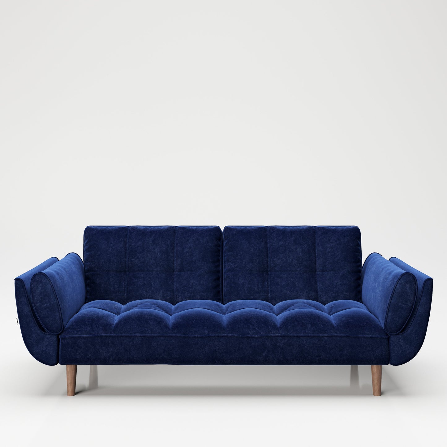 PLAYBOY - Sofa "SCARLETT" gepolsterte Couch mit Bettfunktion, Samtstoff in Blau mit Massivholzfüsse, Retro-Design,Sofas & Ottomane - playboy