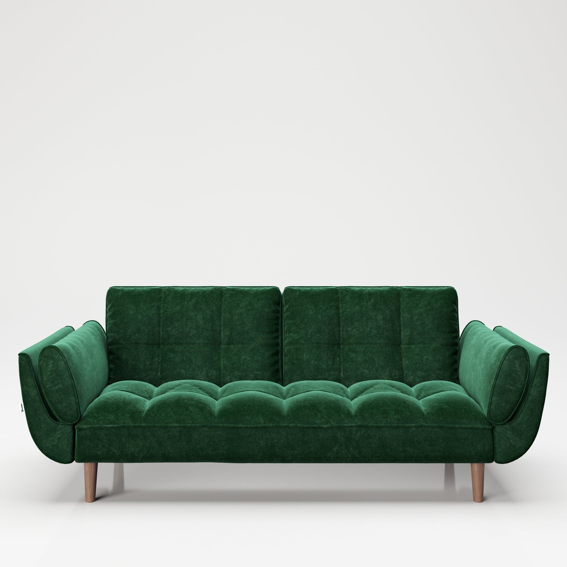 PLAYBOY - Sofa "SCARLETT" gepolsterte Couch mit Bettfunktion, Samtstoff in Grün mit Massivholzfüsse, Retro-Design,Sofas & Ottomane - playboy