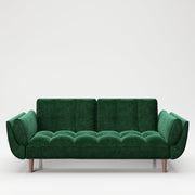 PLAYBOY - Sofa "SCARLETT" gepolsterte Couch mit Bettfunktion, Samtstoff in Grün mit Massivholzfüsse, Retro-Design,Sofas & Ottomane - playboy