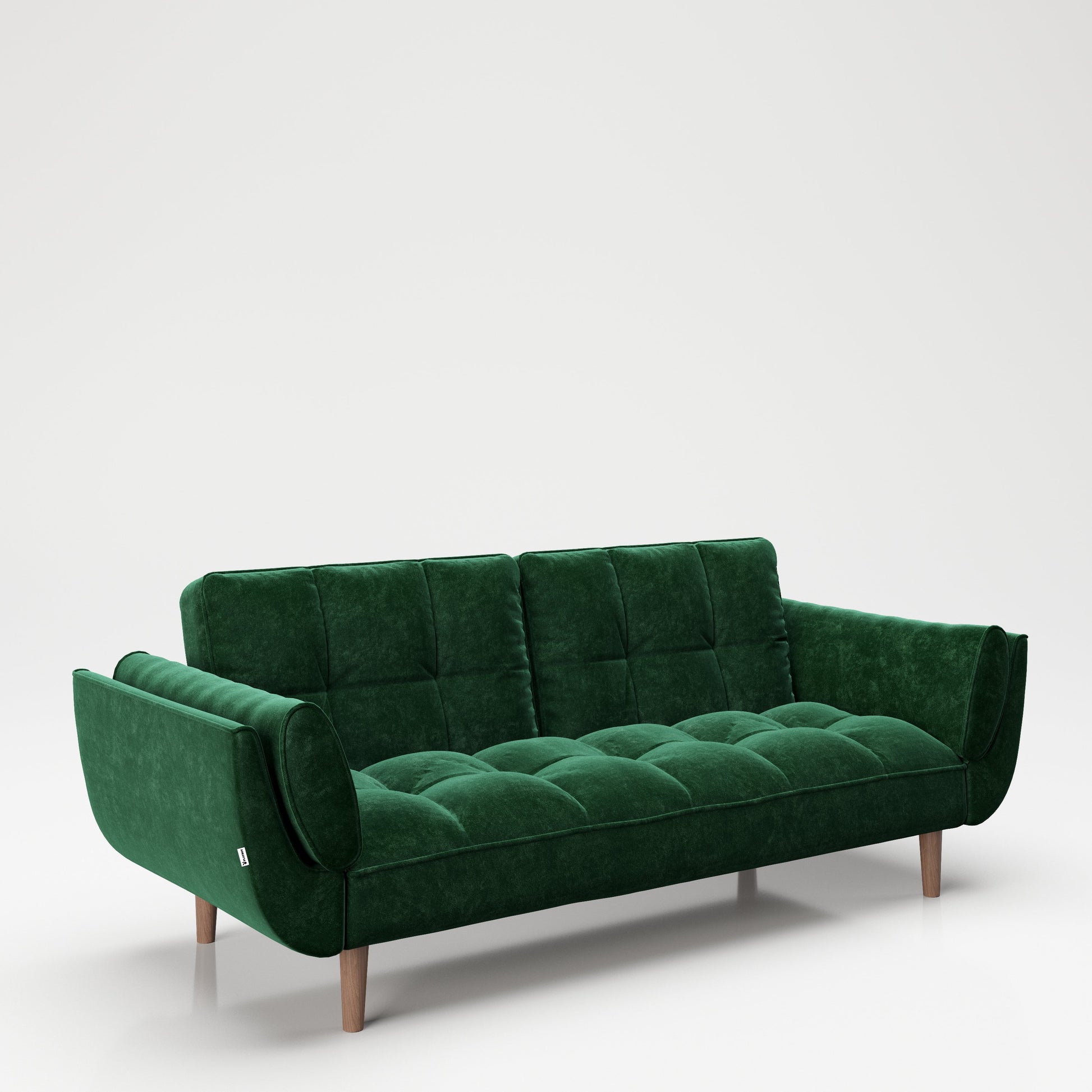 PLAYBOY - Sofa "SCARLETT" gepolsterte Couch mit Bettfunktion, Samtstoff in Grün mit Massivholzfüsse, Retro-Design,Sofas & Ottomane - playboy