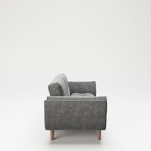 PLAYBOY - Sofa "SCARLETT" gepolsterte Couch mit Bettfunktion, Samtstoff in Grau mit Massivholzfüsse, Retro-Design,Sofas & Ottomane - playboy