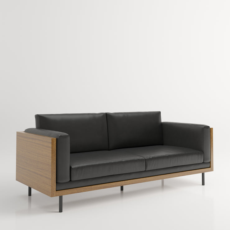 PLAYBOY - 3er Sofa "SHELBY", gepolstertes Sofa mit Arm- und Rückenlehne, PU Leder in Schwarz