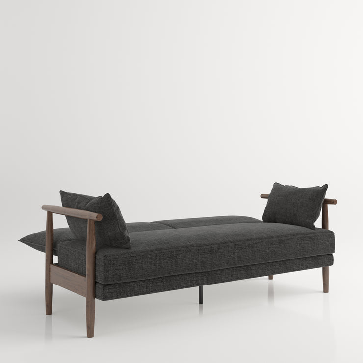 PLAYBOY - 3er Schlafsofa "SYLVIE", gepolstertes Schlafsofa mit Arm- und Rückenlehne, Polyester in Anthrazit
