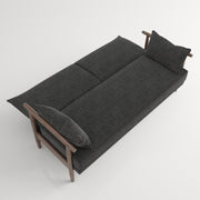 PLAYBOY - 3er Schlafsofa "SYLVIE", gepolstertes Schlafsofa mit Arm- und Rückenlehne, Polyester in Anthrazit