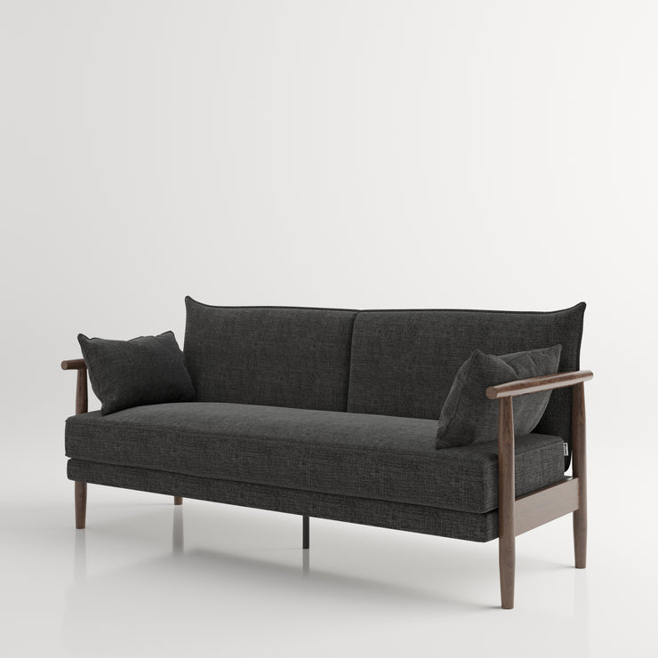 PLAYBOY - 3er Schlafsofa "SYLVIE", gepolstertes Schlafsofa mit Arm- und Rückenlehne, Polyester in Anthrazit