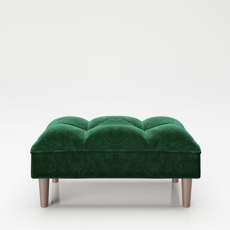 PLAYBOY - Ottoman "SCARLETT" gepolsterte Fussablage passend zum Sofa, Samtstoff in Grün mit Massivholzfüsse, Retro-Design,Sofas & Ottomane - playboy