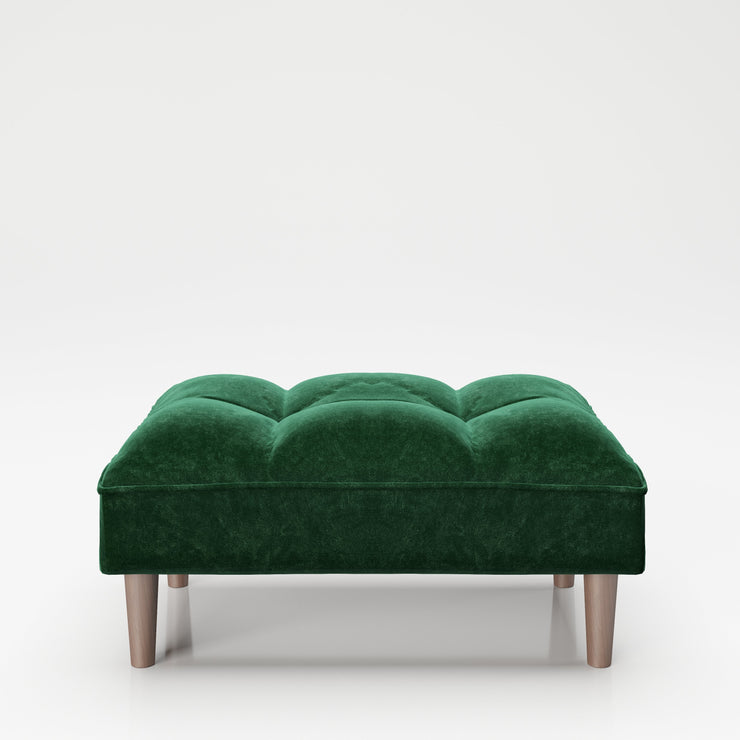 PLAYBOY - Sofa mit Fussablage "SCARLETT" gepolsterte Couch mit Bettfunktion, Samtstoff in Grün mit Massivholzfüsse, Retro-Design,Sofas & Ottomane - playboy
