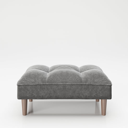 PLAYBOY - Ottoman "SCARLETT" gepolsterte Fussablage passend zum Sofa, Samtstoff in Grau mit Massivholzfüsse, Retro-Design,Sofas & Ottomane - playboy