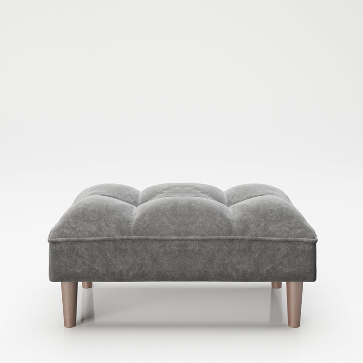 PLAYBOY - Ottoman "SCARLETT" gepolsterte Fussablage passend zum Sofa, Samtstoff in Grau mit Massivholzfüsse, Retro-Design,Sofas & Ottomane - playboy