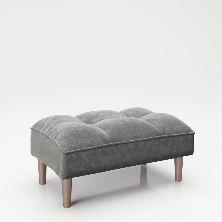 PLAYBOY - Ottoman "SCARLETT" gepolsterte Fussablage passend zum Sofa, Samtstoff in Grau mit Massivholzfüsse, Retro-Design,Sofas & Ottomane - playboy