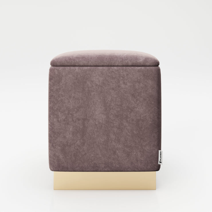 PLAYBOY - eckiger Pouf "BETTY" gepolsterter Sitzhocker mit Stauraum, Samtstoff in Rosa, goldener Metallfuss, Retro-Design,Sessel & Sitzhocker - playboy