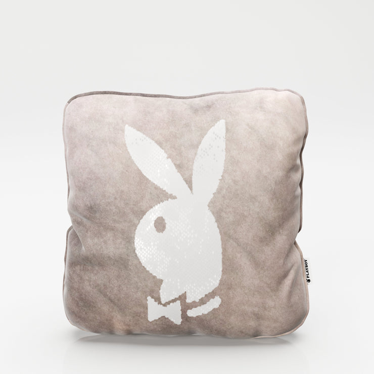 PLAYBOY - Dekokissen "ELLEN" mit Samtüberzug in Blau und gold/weissen Wendepailletten, mit Bunny, inkl Füllung,Kissen & Decken - playboy