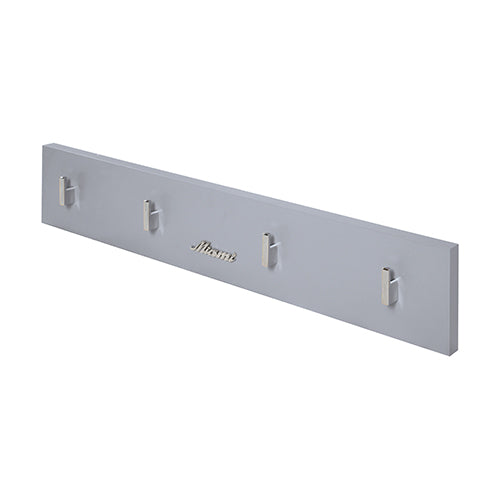 Miami Garderobenpanel mit 4 Haken, Autometallic-Lackierung, ABS Kanten in grau