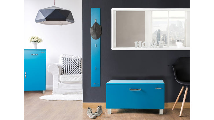 Miami - Garderobenpanel mit 3 chromfarbenen Haken, Autometallic-Lackierung in blau