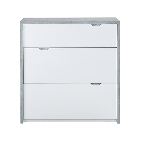 Bruno - Schuhschrank, Schuhkipper mit 2 Klappen und 1 Schublade, Beton Optik und weissen Fronten - einrichten-24,  