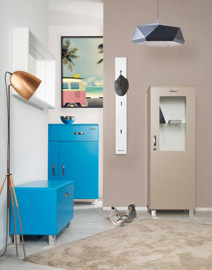 Miami Garderobenpanel mit 4 Haken, Autometallic-Lackierung, ABS Kanten in blau