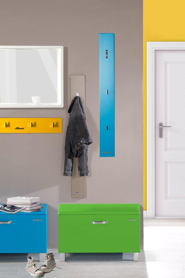 Miami Garderobenpanel mit 4 Haken, Autometallic-Lackierung, ABS Kanten in gelb