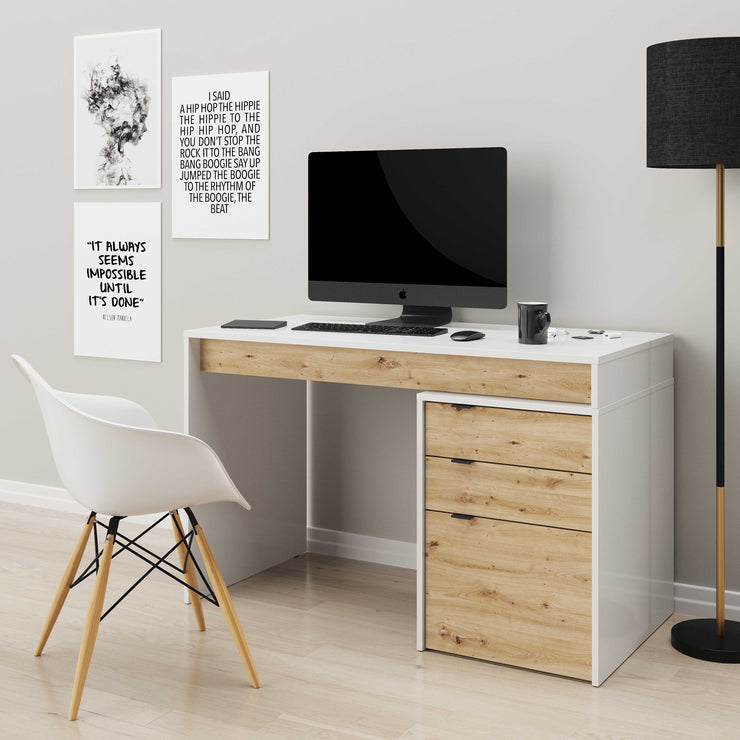 Salice - Schreibtisch, Homeoffice Tisch, 2 Schubladen, 1 Tür, beidseitig montierbar
