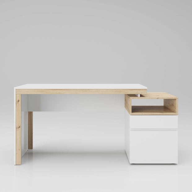 Santiago - Schreibtisch, Homeoffice Tisch, 1 offenes Fach, 1 Schublade, 1 Tür, beidseitig montierbar