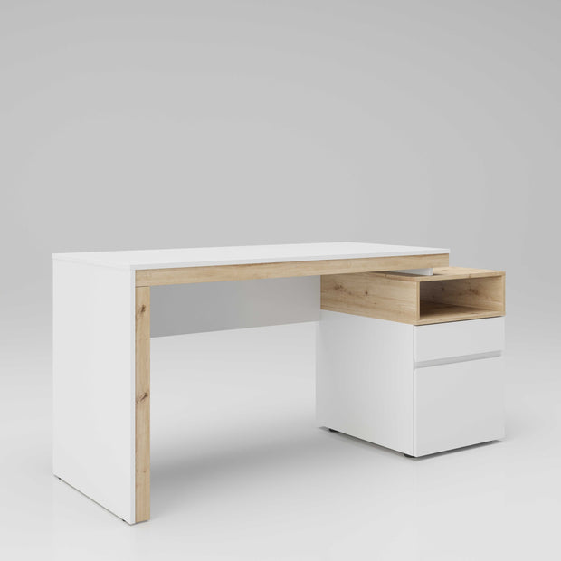 Santiago - Schreibtisch, Homeoffice Tisch, 1 offenes Fach, 1 Schublade, 1 Tür, beidseitig montierbar