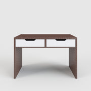 Kroko - Schreibtisch / Schminktisch mit Kroko-Leder-Optik in Braun, 2 Schubladen in hochglanz weiss - einrichten-24, Kommoden & Sideboards 