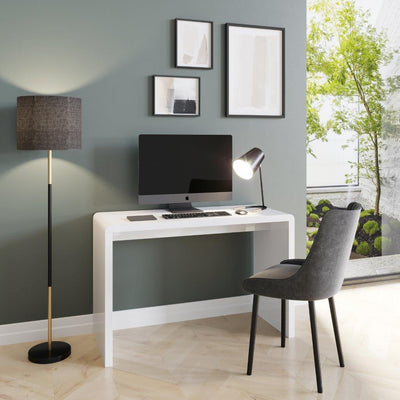 Prana - moderner Schreibtisch, Schminktisch, Bastelltisch, abgerundete Kanten, weiss hochglanz - einrichten-24, Büroeinrichtung 