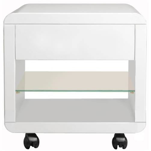 Prana - Rollcontainer mit 1 Schublade mit Push-Open, 1 Glasablage, abgerundete Kanten, weiss hochglanz - einrichten-24, Kommoden & Sideboards 