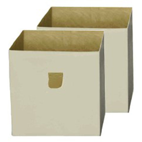 Stor' It - 2 faltbare Boxen aus Canvasstoff mit PU-Leder-Lasche, 34x34x34cm, passend für die Regale der Serien Fortuna, Prana und Caro - einrichten-24, Regale & Stauraummöbel 