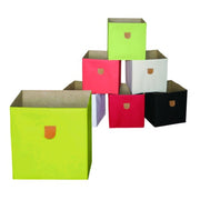 Stor' It - 2 faltbare Boxen aus Canvasstoff mit PU-Leder-Lasche, 34x34x34cm, passend für die Regale der Serien Fortuna, Prana und Caro - einrichten-24, Regale & Stauraummöbel 