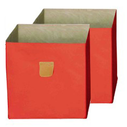 Stor' It - 2 faltbare Boxen aus Canvasstoff mit PU-Leder-Lasche, 34x34x34cm, passend für die Regale der Serien Fortuna, Prana und Caro - einrichten-24, Regale & Stauraummöbel 