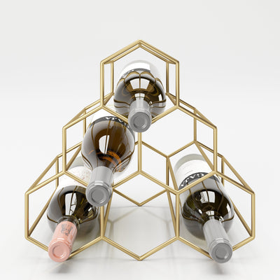 PLAYBOY - Weinregal "GLORIA" für 6 Flaschen, geometrische Form, goldenes Metallgestell, Retro-Design,Accessoires - playboy
