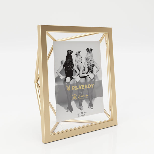 PLAYBOY - Bilderrahmen "HOPE", Inlet 10x15cm, geometrische Form, goldenes Metallgestell, Retro-Design,Accessoires - playboy