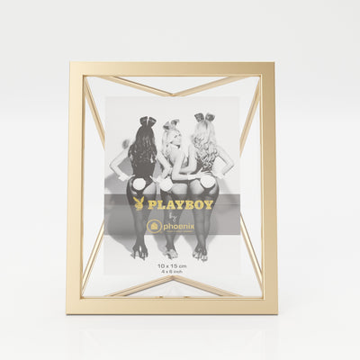 PLAYBOY - Bilderrahmen "HOPE", Inlet 10x15cm, geometrische Form, goldenes Metallgestell, Retro-Design,Accessoires - playboy