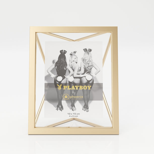 PLAYBOY - Bilderrahmen "HOPE", Inlet 10x15cm, geometrische Form, goldenes Metallgestell, Retro-Design,Accessoires - playboy