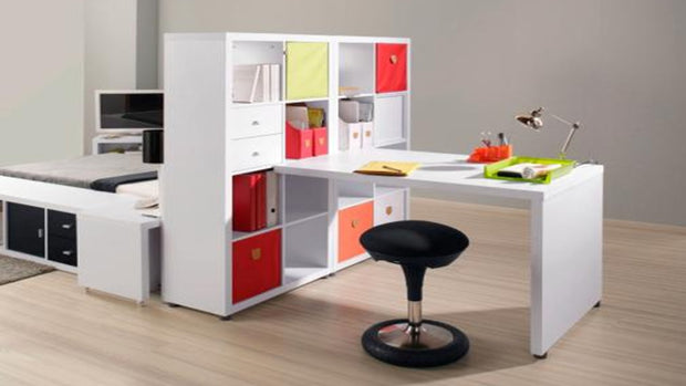 Stor' It - 2 faltbare Boxen aus Canvasstoff mit PU-Leder-Lasche, 34x34x34cm, passend für die Regale der Serien Fortuna, Prana und Caro - einrichten-24, Regale & Stauraummöbel 