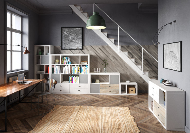 Fortuna - Bücherregal, Büroregal, Raumteiler mit 6 Fächern, asymmetrische Aufteilung, weiss - einrichten-24, Regale & Stauraummöbel 