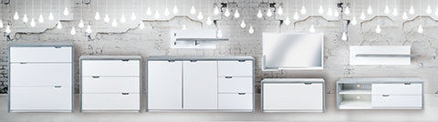 Bruno - Schuhschrank, Schuhkipper mit 2 Klappen und 1 Schublade, Beton Optik und weissen Fronten - einrichten-24,  