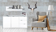 Bruno - Schuhschrank, Schuhkipper mit 2 Klappen und 1 Schublade, Beton Optik und weissen Fronten - einrichten-24,  