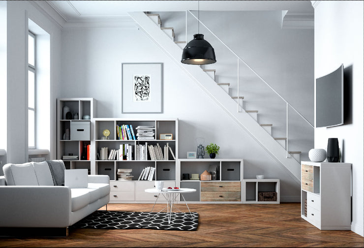 Fortuna - Regal / Raumteiler mit 10 Fächern, asymmetrische Aufteilung, weiss - einrichten-24, Regale & Stauraummöbel 