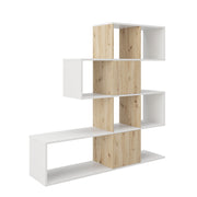 STACCATO - Raumteiler, Bücherregal mit 4 Böden, Weiß mit Holzdekor