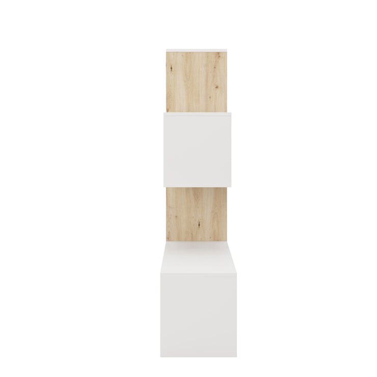STACCATO - Raumteiler, Bücherregal mit 4 Böden, Weiß mit Holzdekor