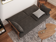 PLAYBOY - 3er Schlafsofa "SYLVIE", gepolstertes Schlafsofa mit Arm- und Rückenlehne, Polyester in Anthrazit