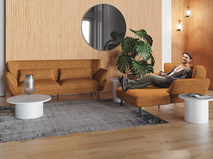 Medina - gepolsterter Loveseat / Sessel mit Arm- und Rückenlehne, inkl. Rücienkissen, Webstoff in Terracotta