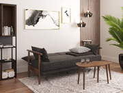 PLAYBOY - 3er Schlafsofa "SYLVIE", gepolstertes Schlafsofa mit Arm- und Rückenlehne, Polyester in Anthrazit