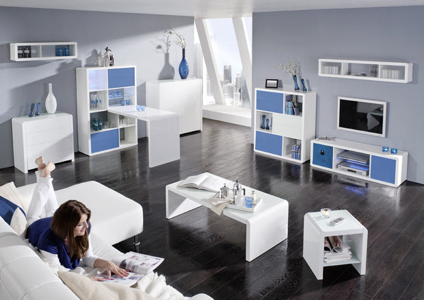 Atlanta - Beistelltisch, Couchtisch, Beisteller / 1x1 Cube mit abgerundeten Kanten, hochglanz weiss - einrichten-24, Couch- & Beistelltische 